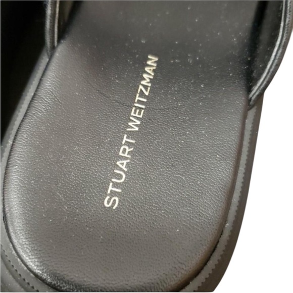 Stuart Weitzman Goldie Sports Slide Black and White Tweed with Pearl Details - Picture 5 of 7